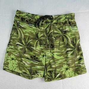 Sand N Sun Swimwear Trunks Green Tropical Large